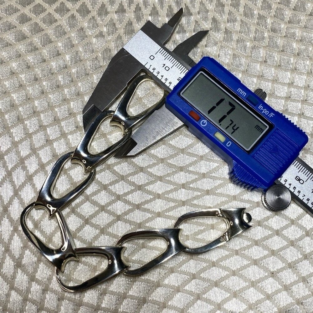 Vintage European Modernist Silver Link Bracelet 7.5” 43.7g